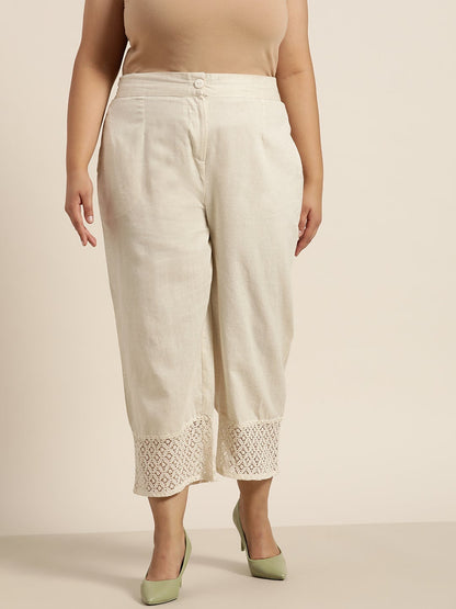Natural Cotton Flex Solid Wide Leg Palazzo