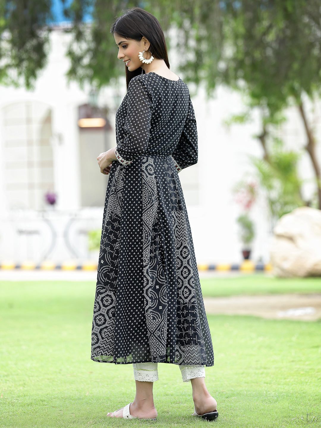Black Georgette Printed Anarkali Kurta