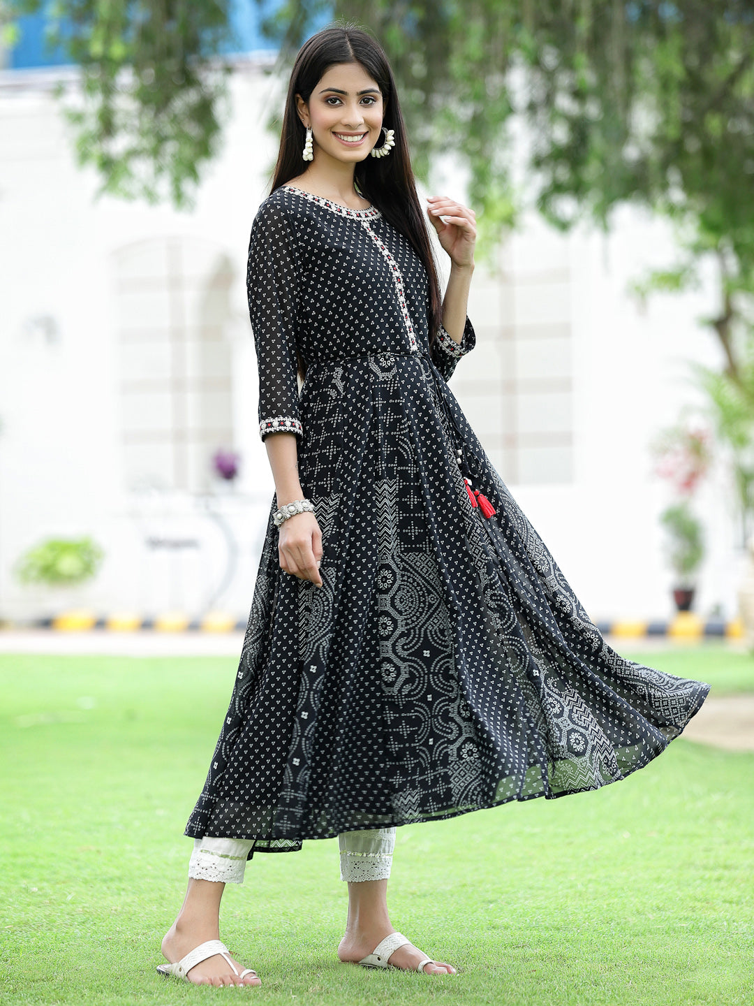 Black Georgette Printed Anarkali Kurta