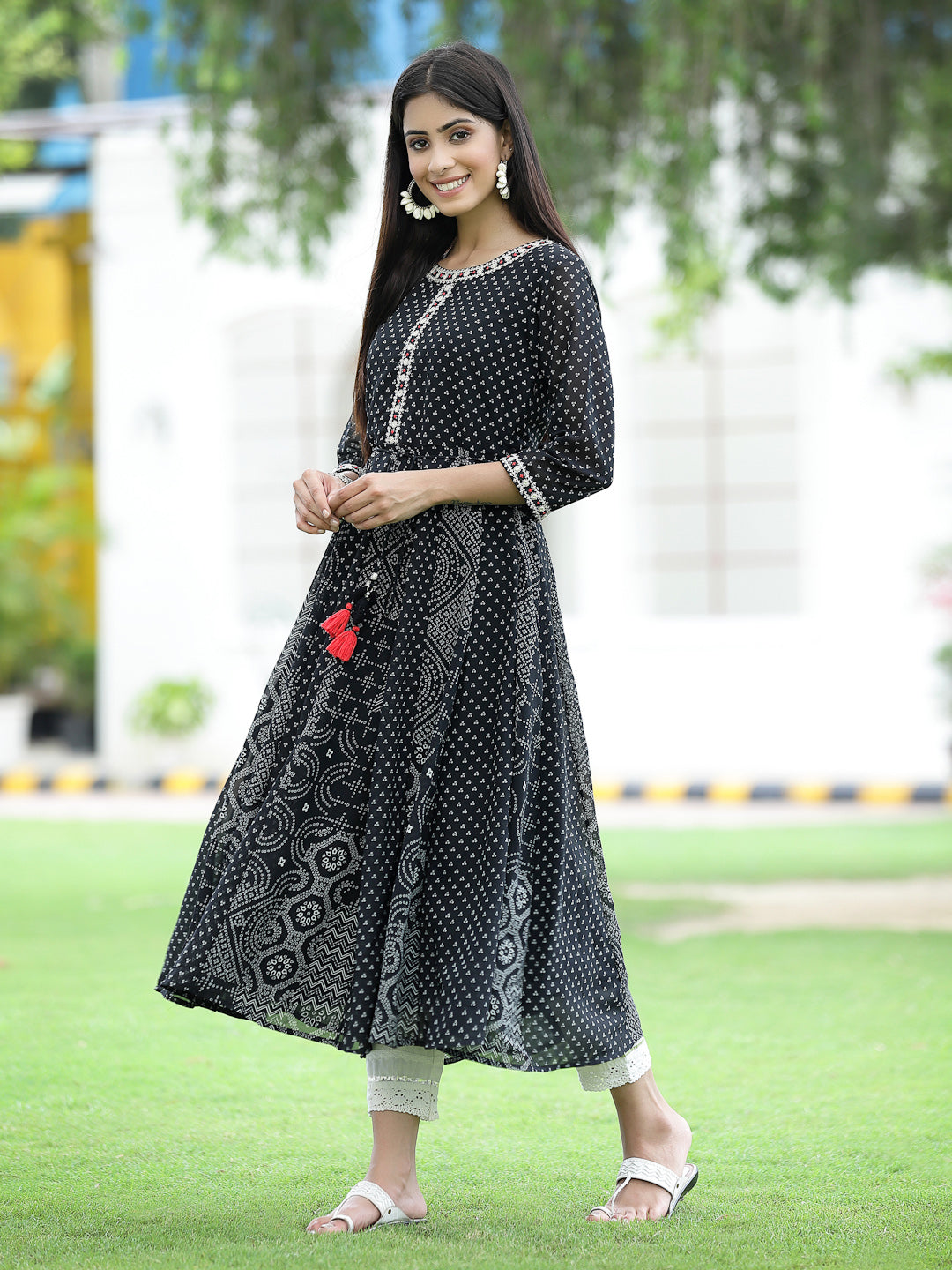 Black Georgette Printed Anarkali Kurta