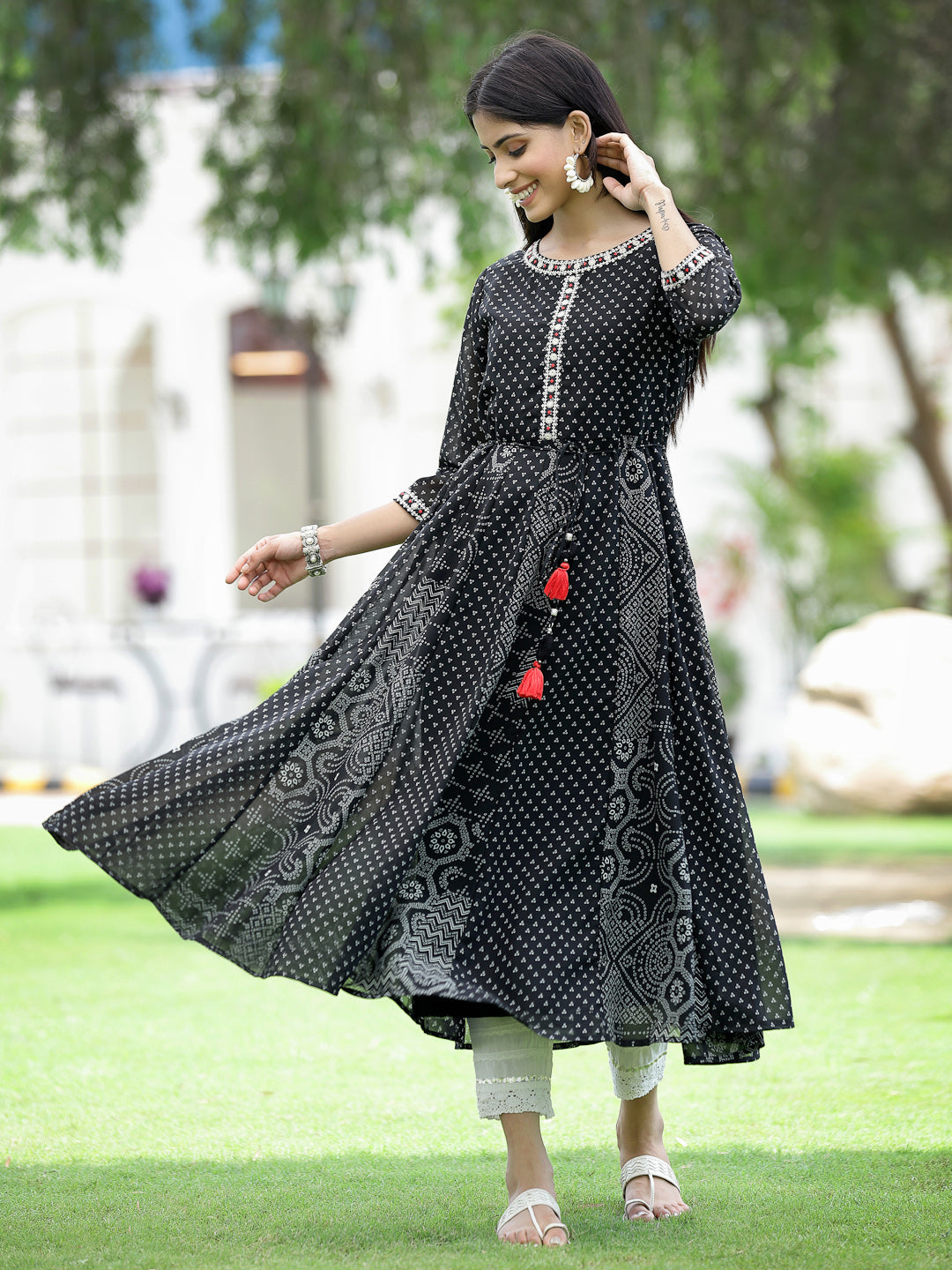 Black Georgette Printed Anarkali Kurta
