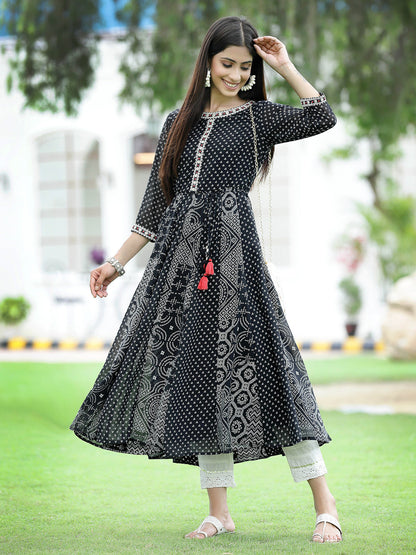 Black Georgette Printed Anarkali Kurta