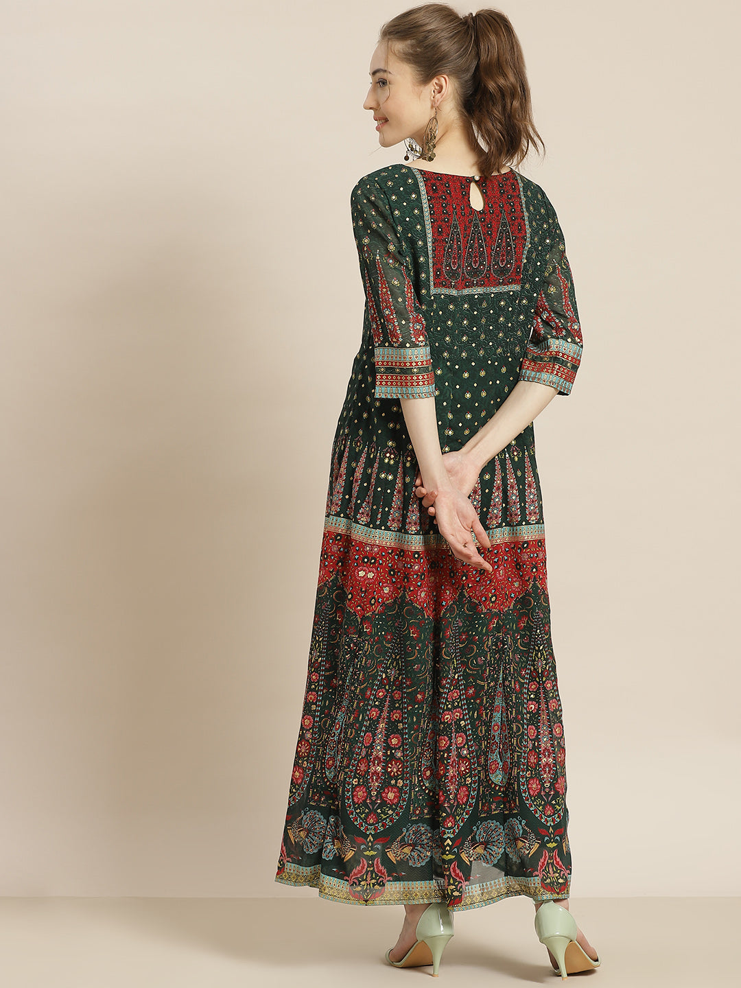 Jadegreen Georgette Printed Anarkali Dress