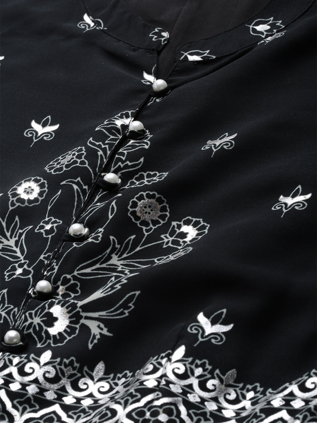 Black Georgette Printed Anarkali Kurta Sets