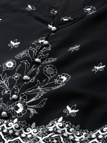Black Georgette Printed Anarkali Kurta Sets