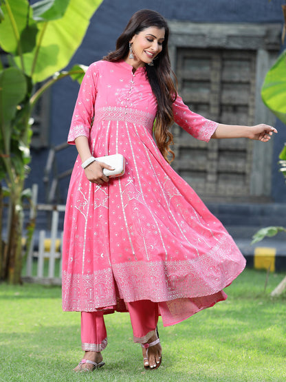 Coral Georgette Printed Anarkali Kurta Sets