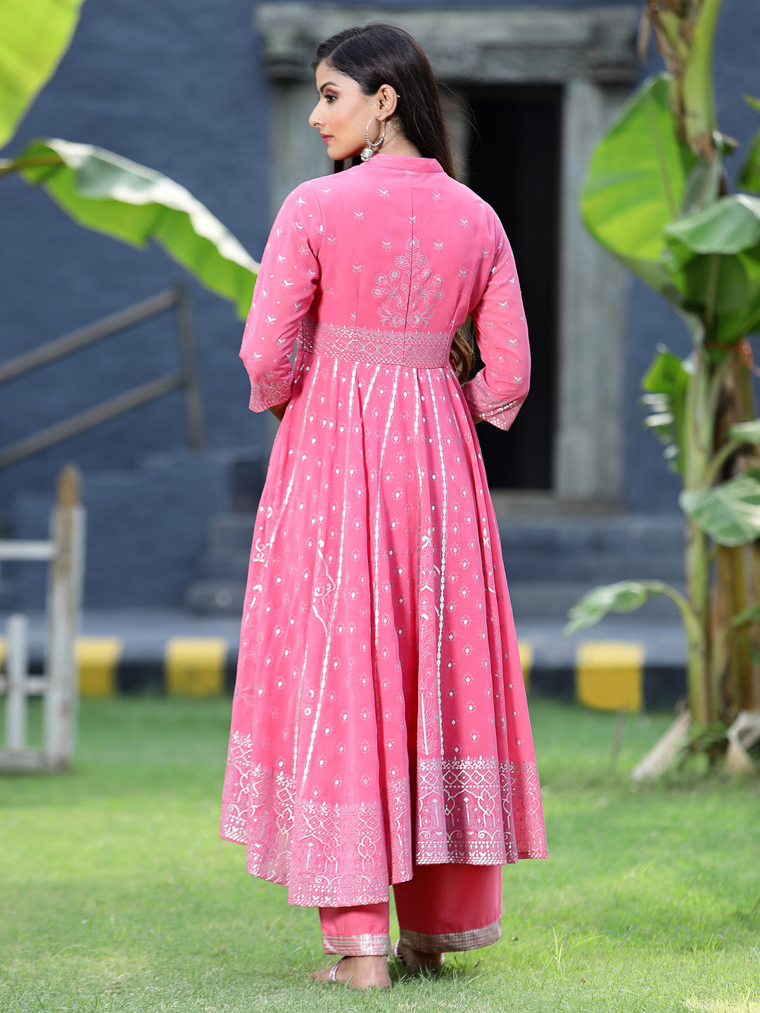 Coral Georgette Printed Anarkali Kurta Sets