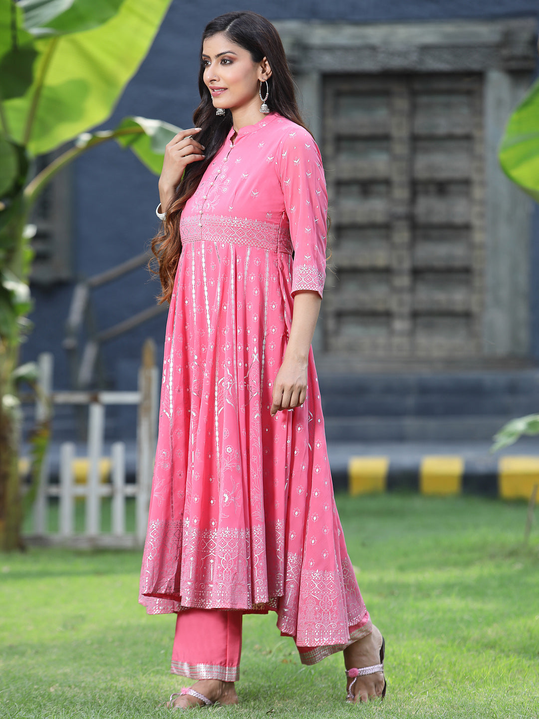Coral Georgette Printed Anarkali Kurta Sets