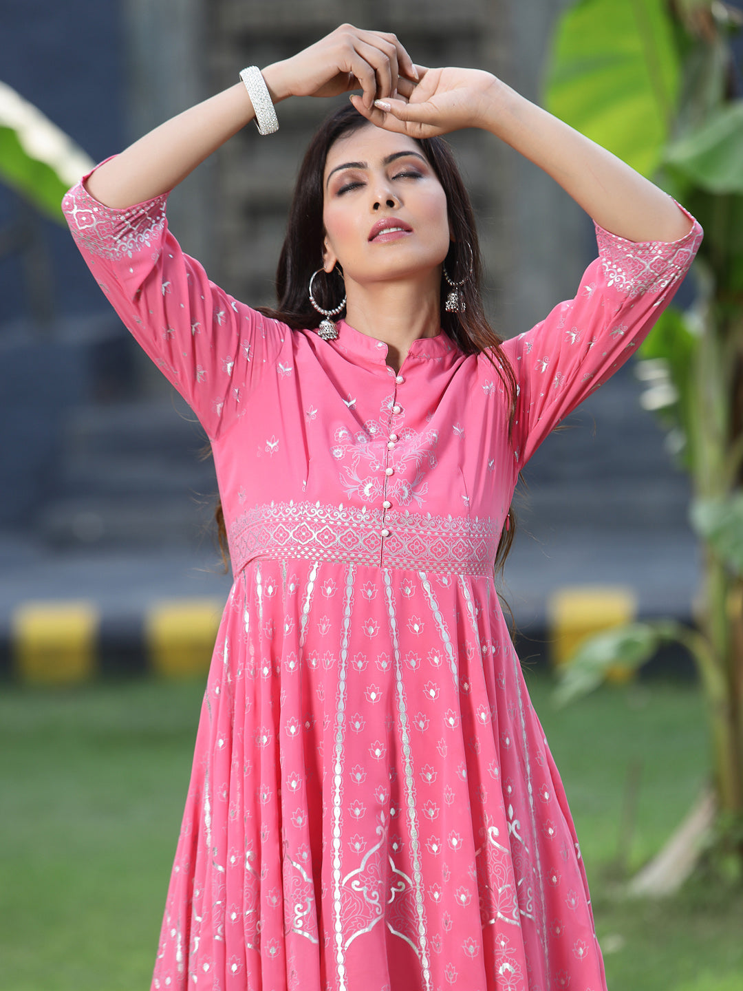 Coral Georgette Printed Anarkali Kurta Sets