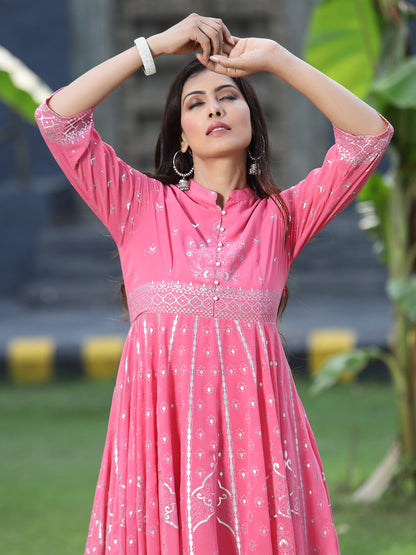 Coral Georgette Printed Anarkali Kurta Sets