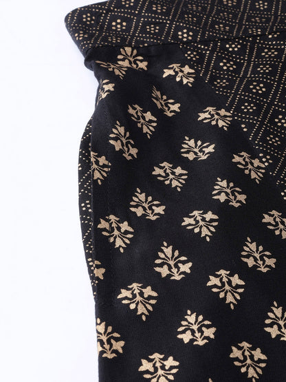 Black Rayon Printed Flared Palazzo