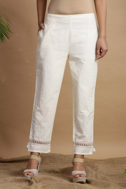 White Rayon Flex Solid Slim Fit Pant/Slim Pant