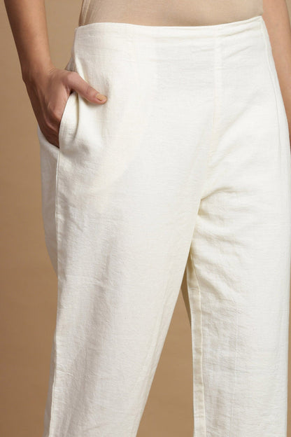 White Rayon Flex Solid Slim Fit Pant/Slim Pant