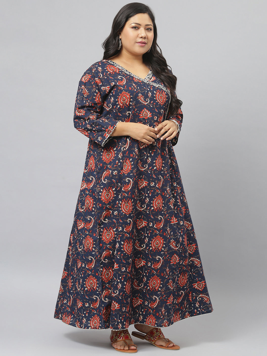 Kalamkari Printed Cotton Anarkali Kurta