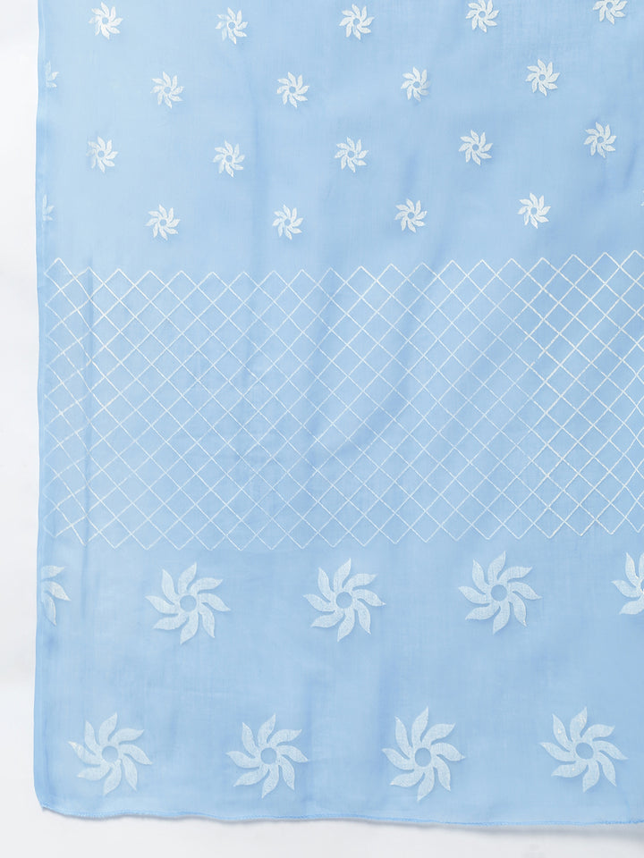 Women Printed Cotton Straight Kurta Pant Dupatta Set