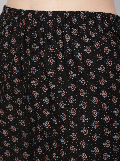 Black Ethnic Printed Kurta With Trouser And Dupatta