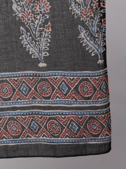 Black Ethnic Printed Kurta With Trouser And Dupatta
