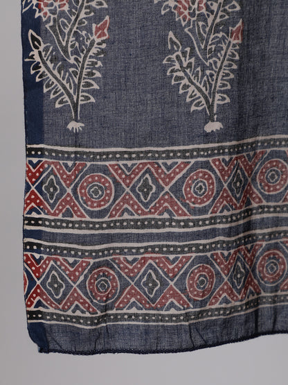 Blue Ethnic Printed Kurta With Trouser And Dupatta