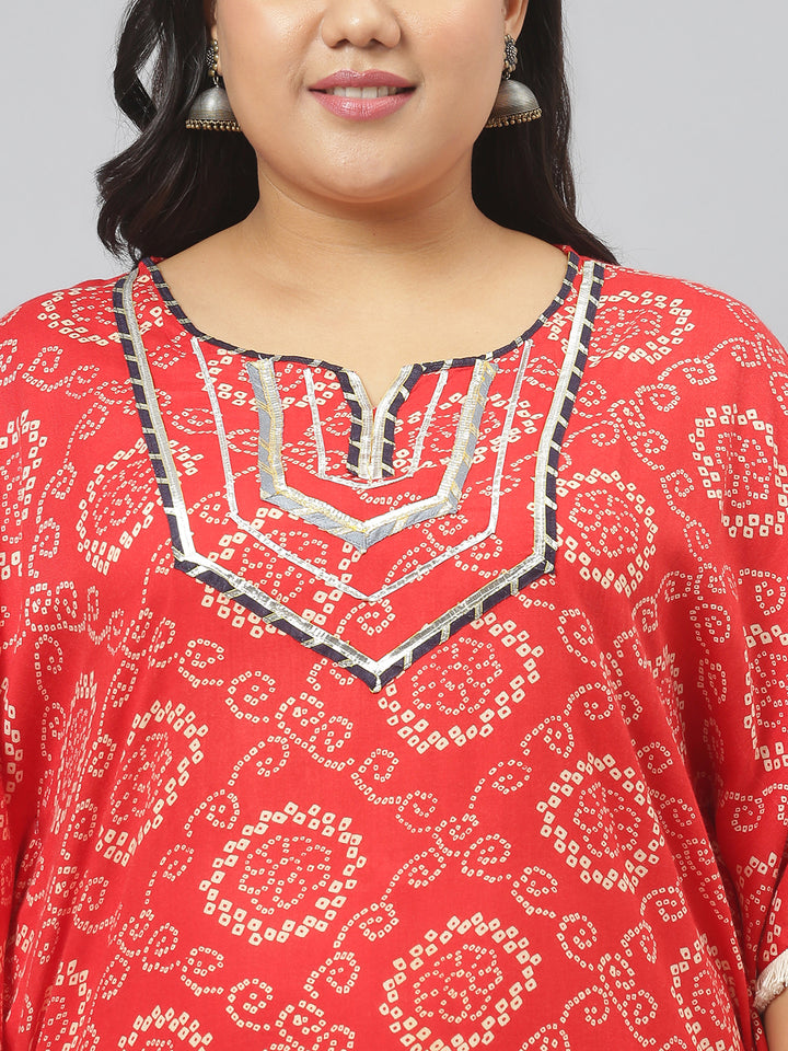 Bandhani Print Rayon Kaftan Kurta