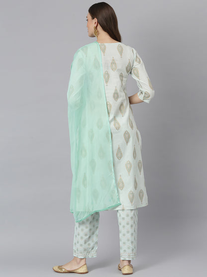 Women Floral Print Rayon Straight Kurta Pant Dupatta Set