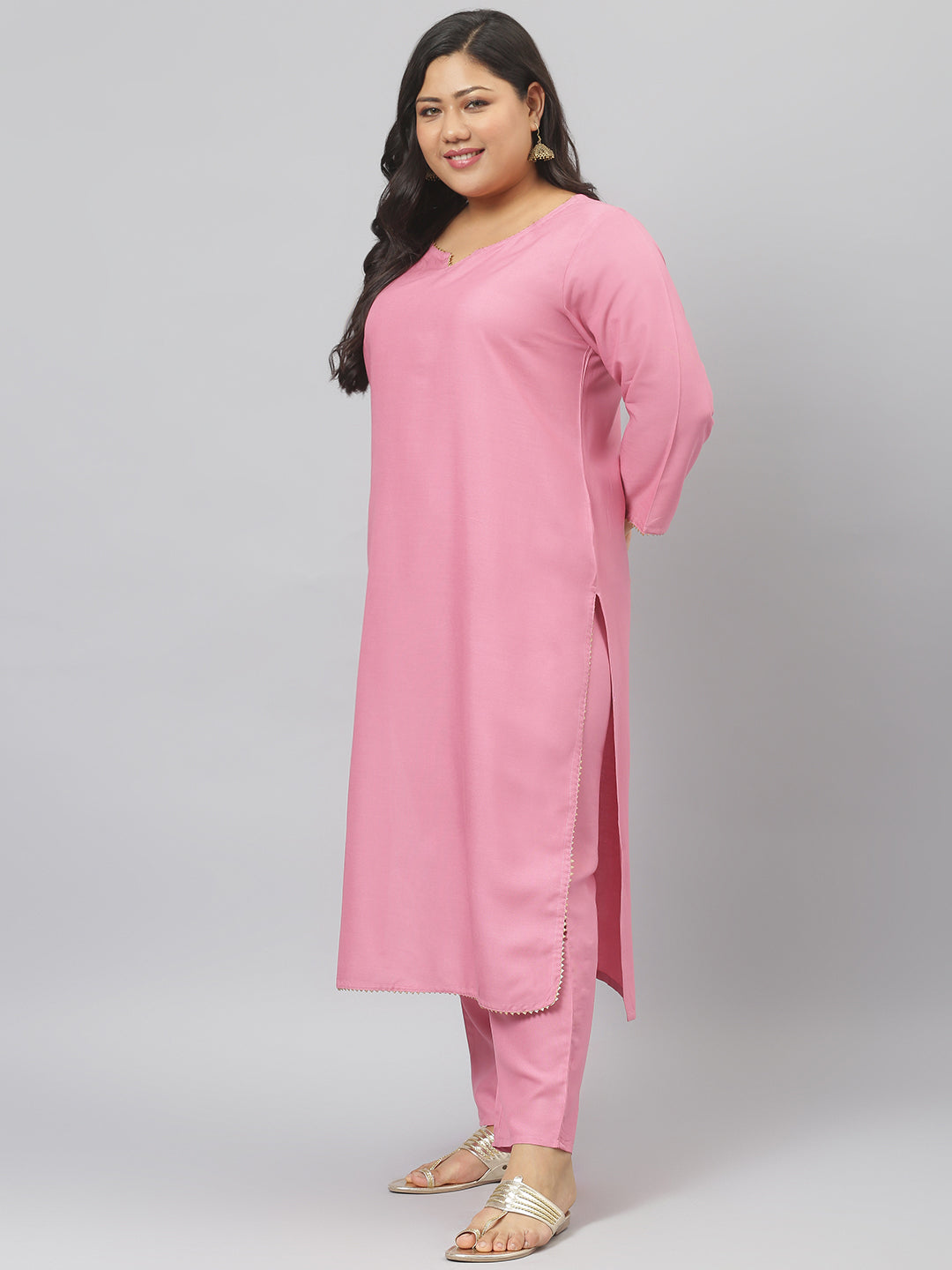Women Solid Rayon Straight Kurta Pant Dupatta Set