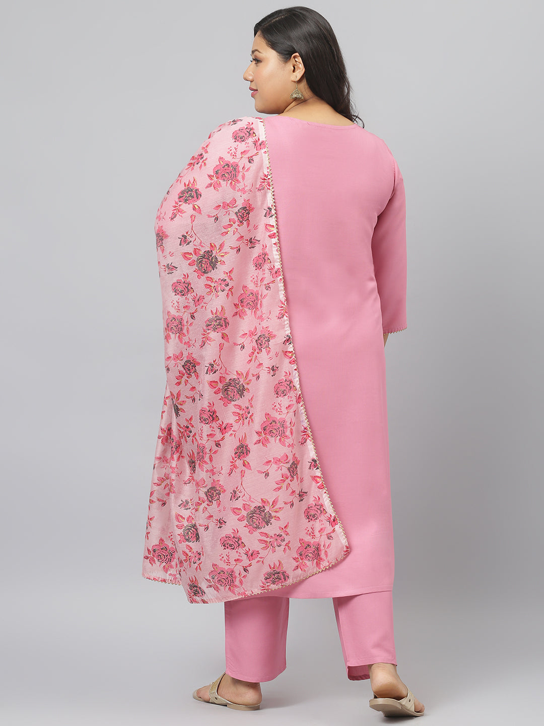 Women Solid Rayon Straight Kurta Pant Dupatta Set