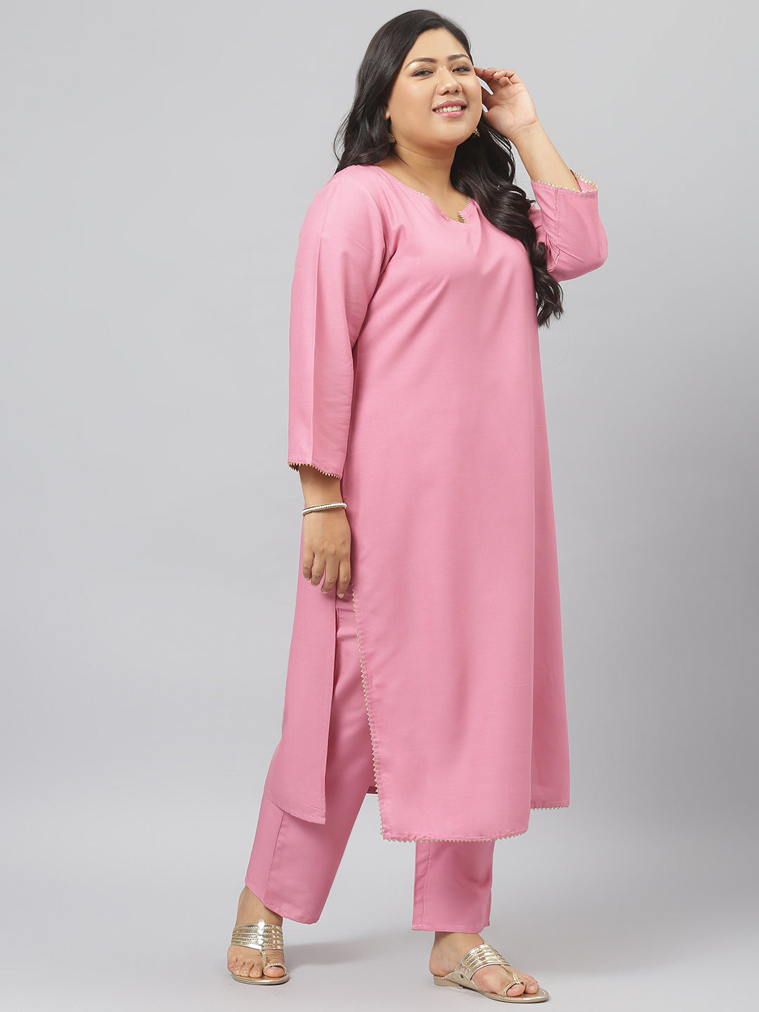 Women Solid Rayon Straight Kurta Pant Dupatta Set