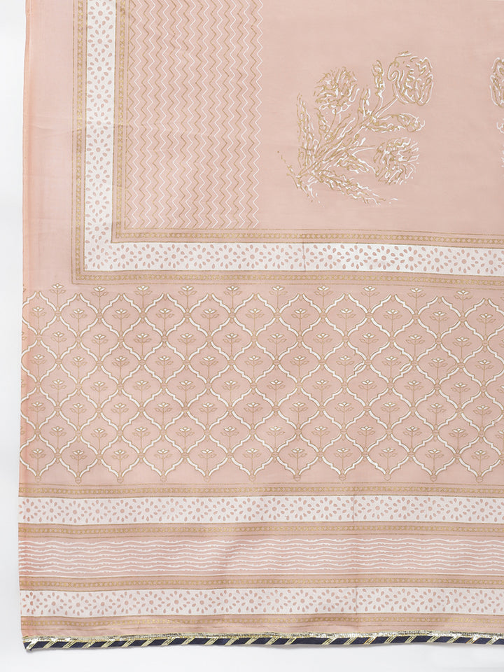 Women Printed Rayon A-Line Kurta Sharara Dupatta Set