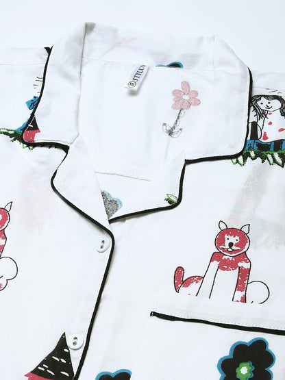 Rayon Abstract Printed Shirt & Pyjama set