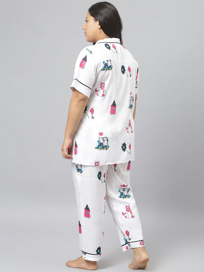 Rayon Abstract Printed Shirt & Pyjama set