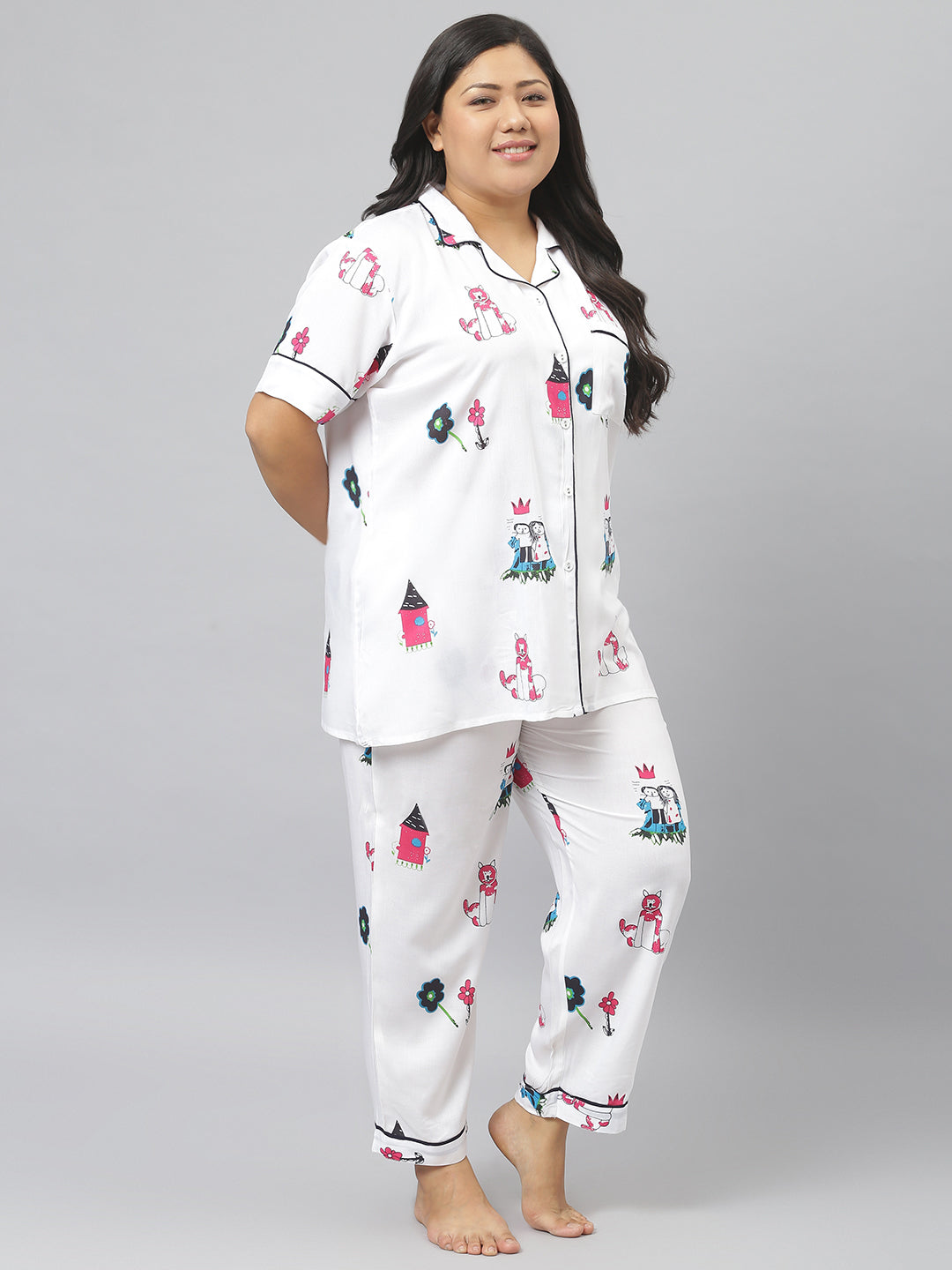 Rayon Abstract Printed Shirt & Pyjama set