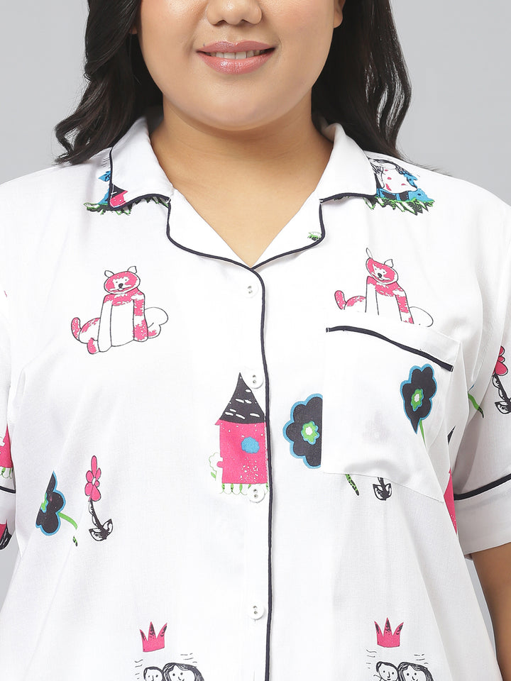 Rayon Abstract Printed Shirt &amp; Pyjama set