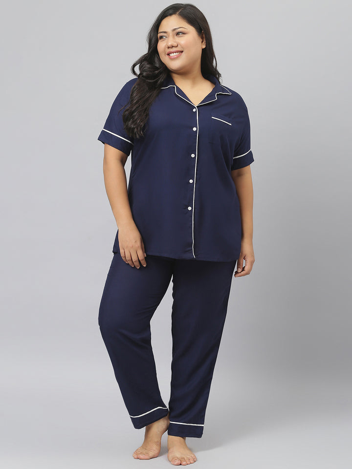 Rayon Solid Shirt &amp; Pyjama set