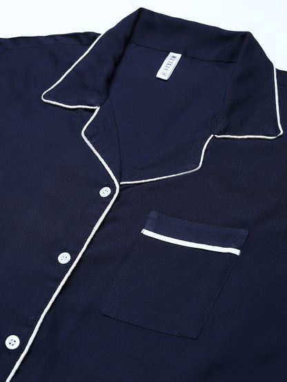 Rayon Solid Shirt & Pyjama set