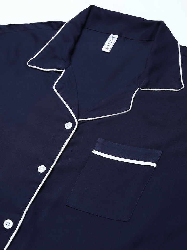Rayon Solid Shirt &amp; Pyjama set