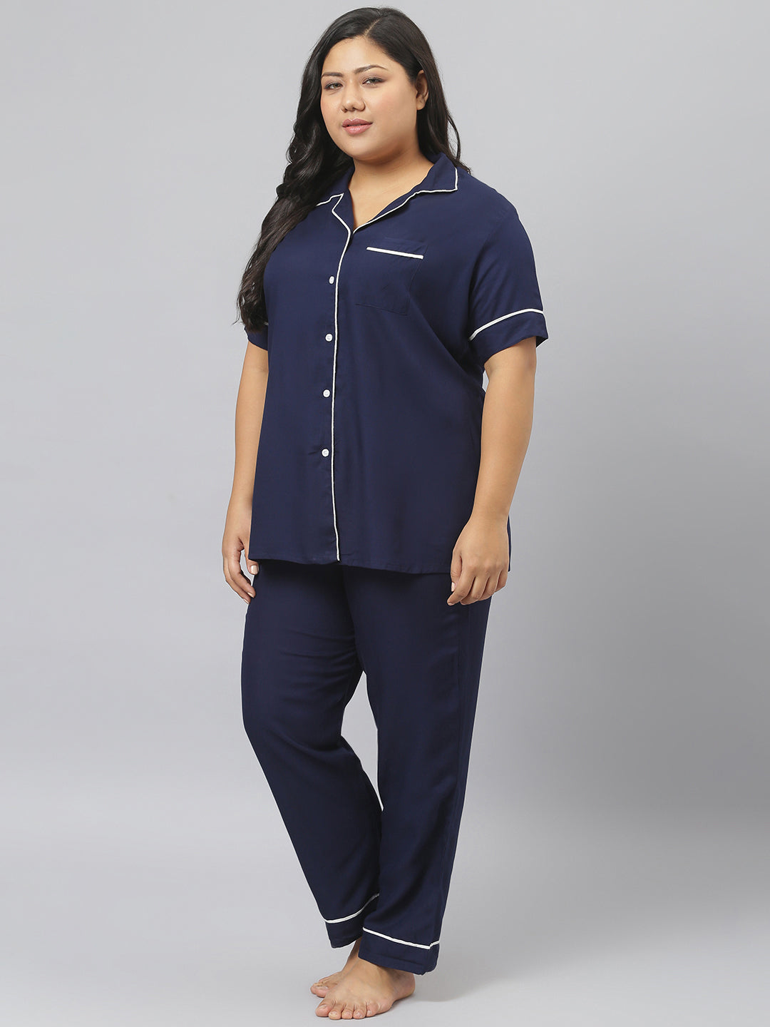 Rayon Solid Shirt & Pyjama set