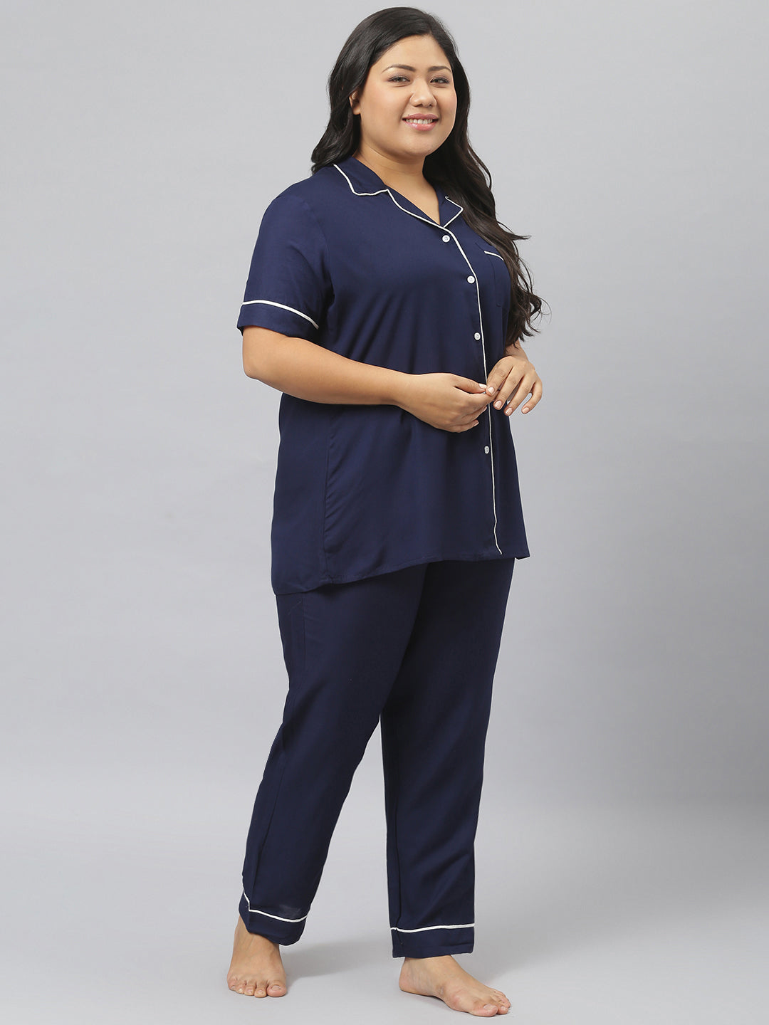 Rayon Solid Shirt & Pyjama set