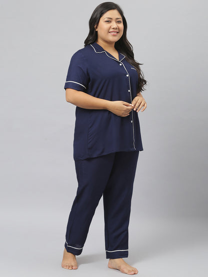 Rayon Solid Shirt & Pyjama set