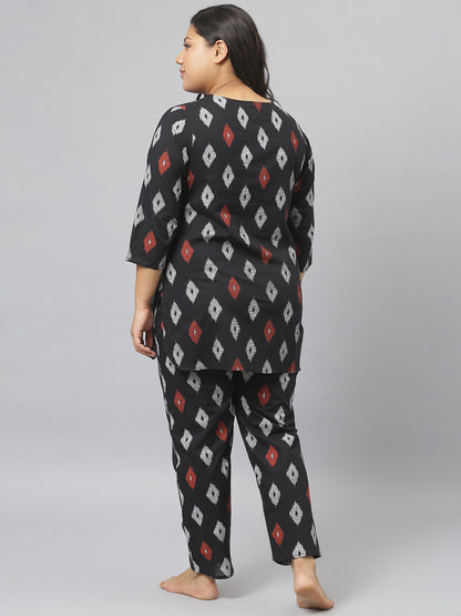 Cotton Geometric Print Night Suit Set