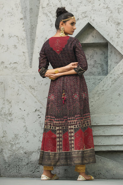 Black Georgette Festive Printed Anarkali Flared Anarkali Kurta