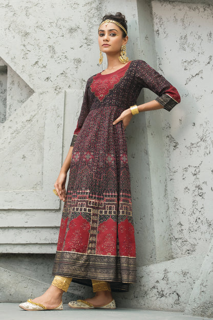 Black Georgette Festive Printed Anarkali Flared Anarkali Kurta