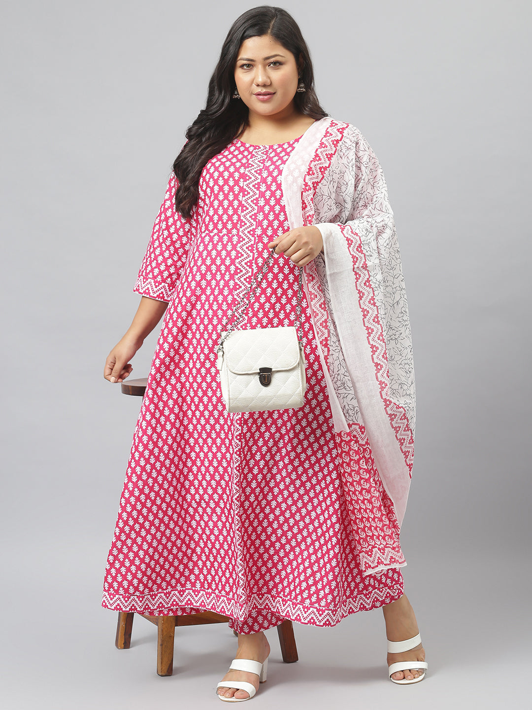 Printed Cotton Kurta with Dupatta