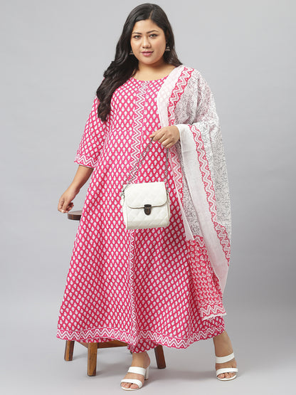 Printed Cotton Kurta with Dupatta