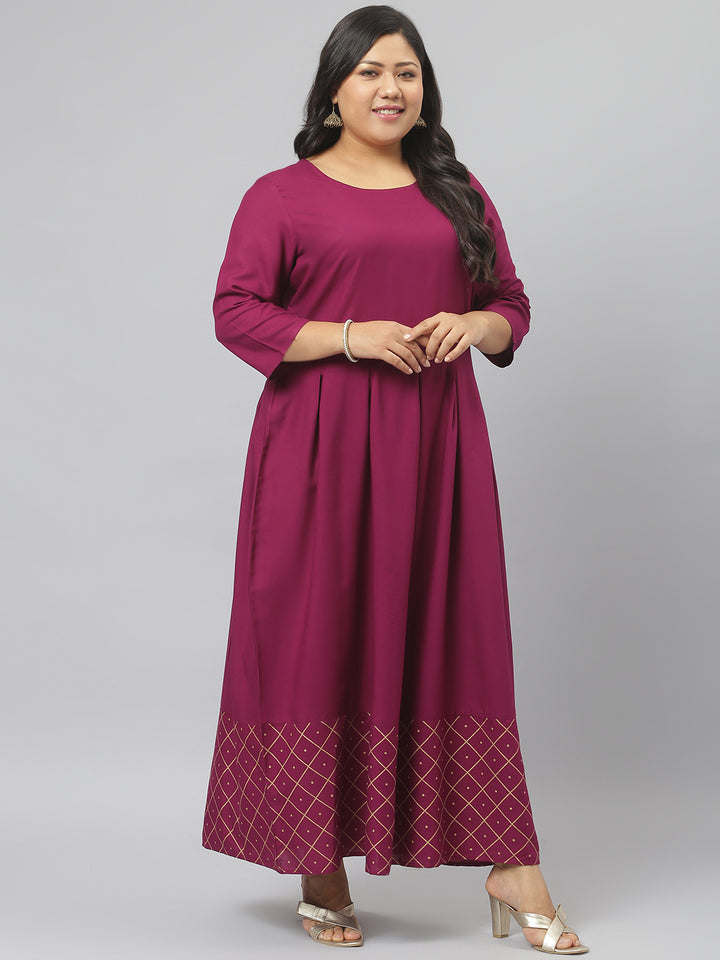 Gold Printed Rayon Flared Kurta Dupatta Set