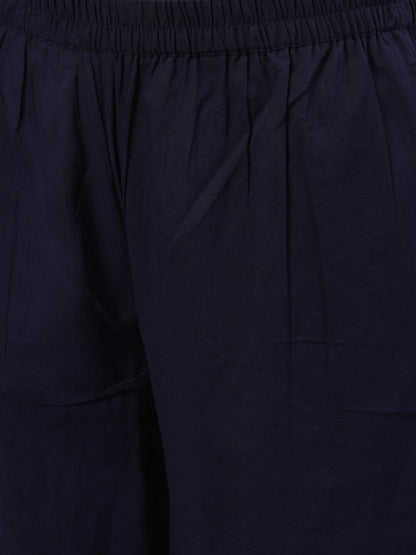 Women Navy Blue Trouser with lace detailing